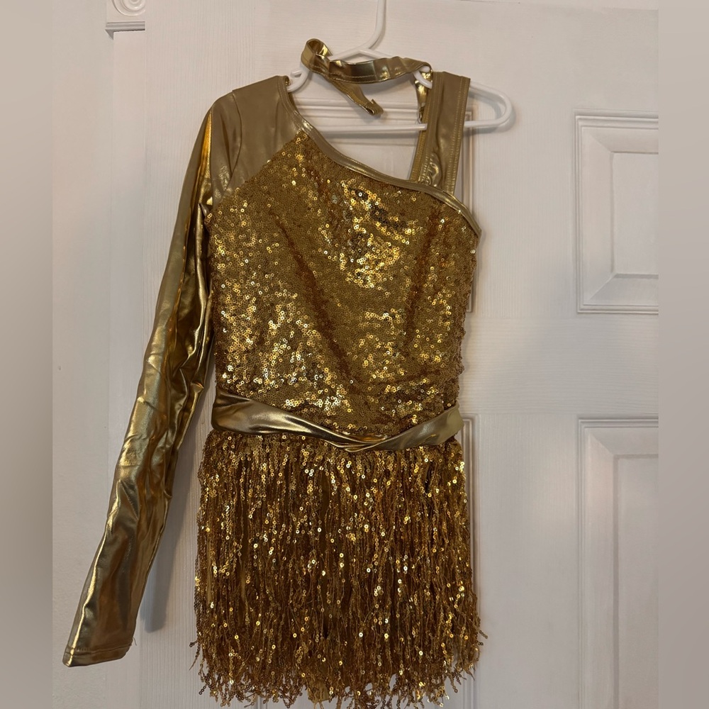 Gold Sequin One-Shoulder Dress